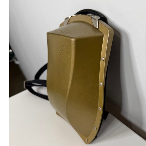 Boblbee Scarabée hard-shell mini backpack St Tropez model in metallic gold. main image 9
